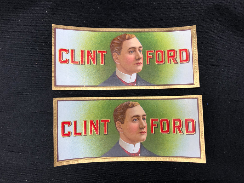 Clint Ford Cigar Label Box Wrapper Original Embossed Lettering Lithograph Unused