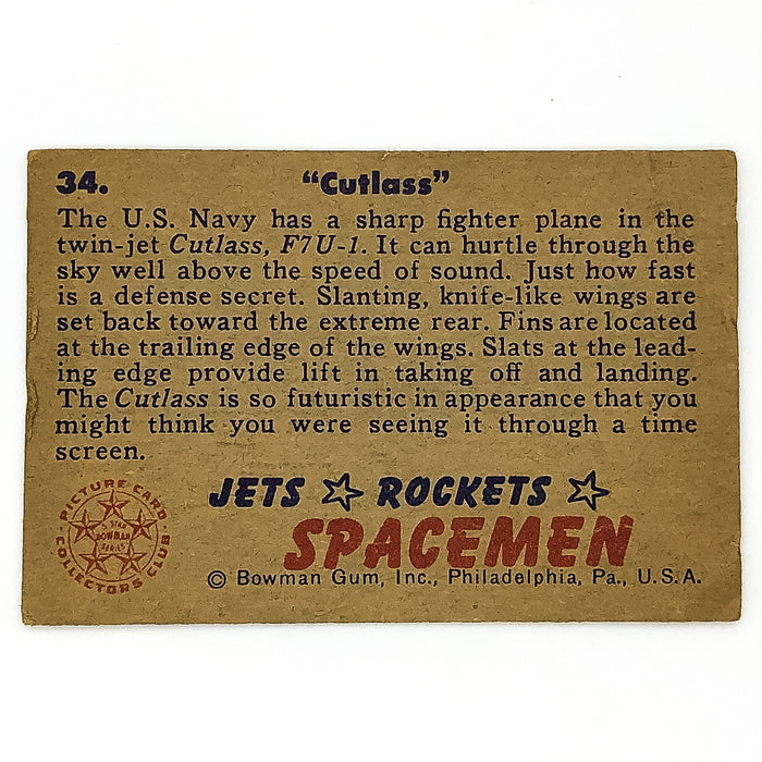 1951 Bowman Jets Rockets and Spaceman #34 Cutlass Picture Card Collectors Club