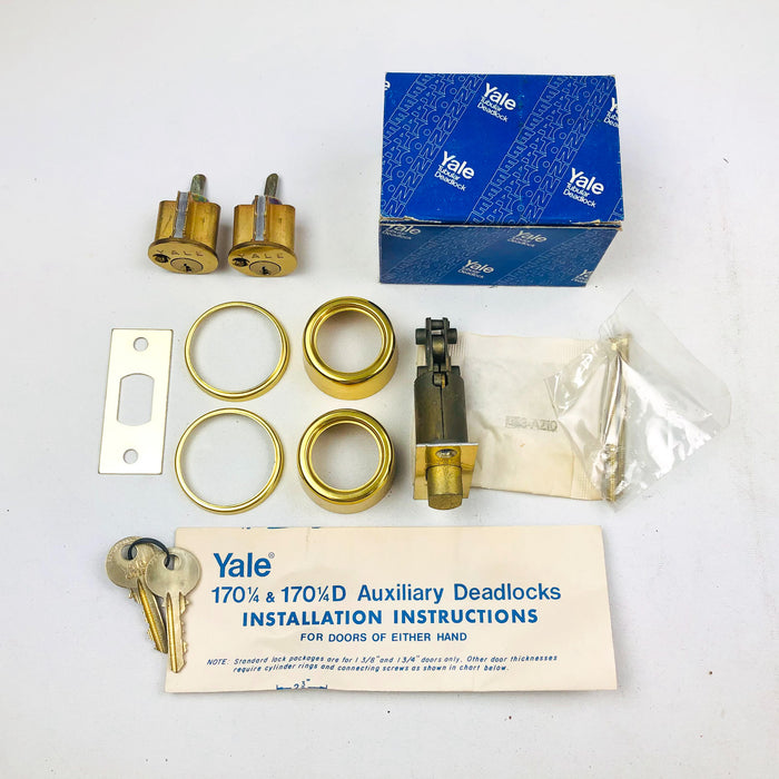 Yale Tubular Deadlock 6 Pin Cylinder Locks 170 1/4 US03 Bright Brass KA4 New NOS