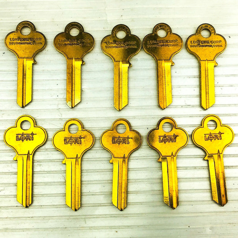 10-pk Vintage Lori L100 Key Blank ILCO X1014F Southington Conn New Old Stock NOS 3