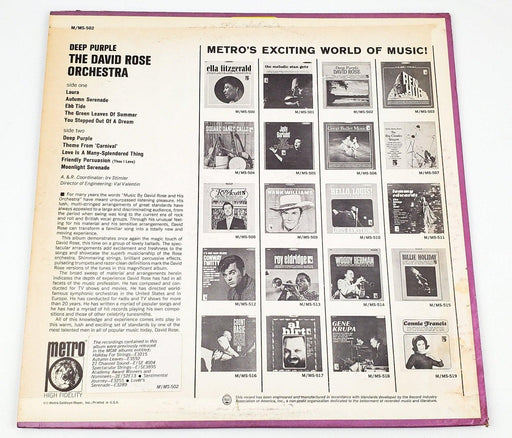 David Rose Deep Purple Record LP M-502 Metro 1965 2