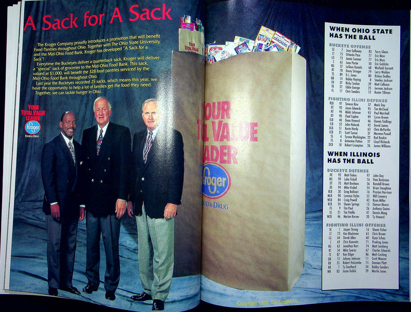 OSU Buckeye Football Program Oct 8 1994 Vs. Illinois Fighting Illini Galloway