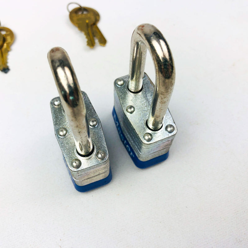 2ct Vintage No 3 Master Lock Padlock 1-7/8" Shackle Special New Keyed Alike 0536