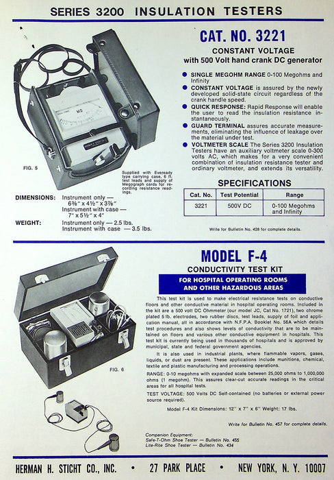 Herman H. Sticht Megohmer Insulation & Continuity Tester Brochures Lot of 4