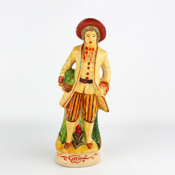 Occupied Japan Victorian Colonial Man w/ Basket of Greenery 8.75 Inches 1
