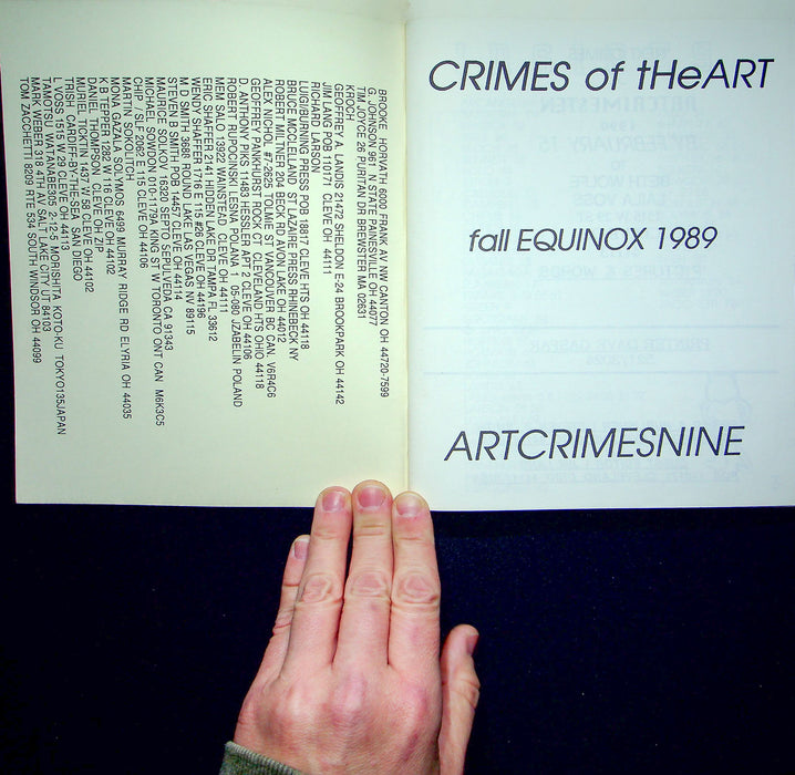 Crimes Of The Art Magazine Zine Fall Equinox 1989 Self Published Cleveland Ohio