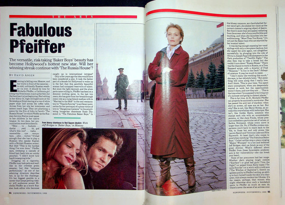 Newsweek Magazine Nov 6 1989 Michelle Pfeiffer Fabulous Baker Boys Russia House