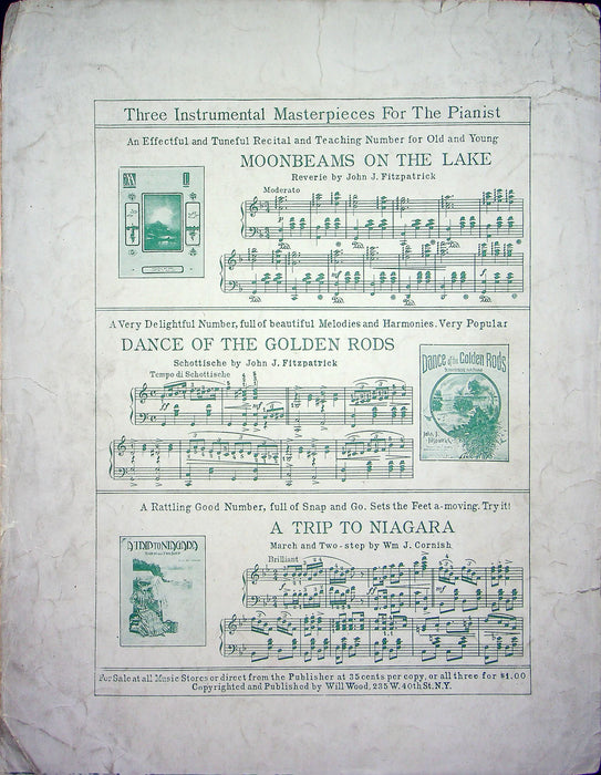 Sheet Music Dance Of The Golden Rods John Fitzpatrick 1908 Scotish Piano Song 3