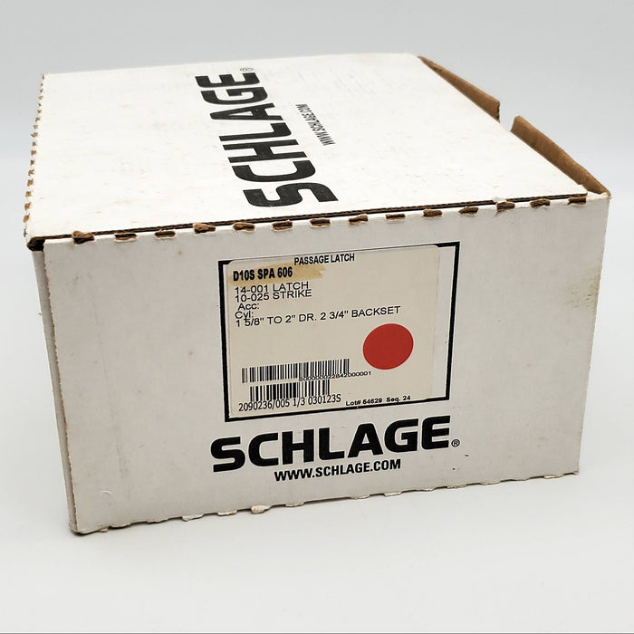 Schlage Door Lever Satin Brass SPA D10S Passage Latch NO LATCH BOX