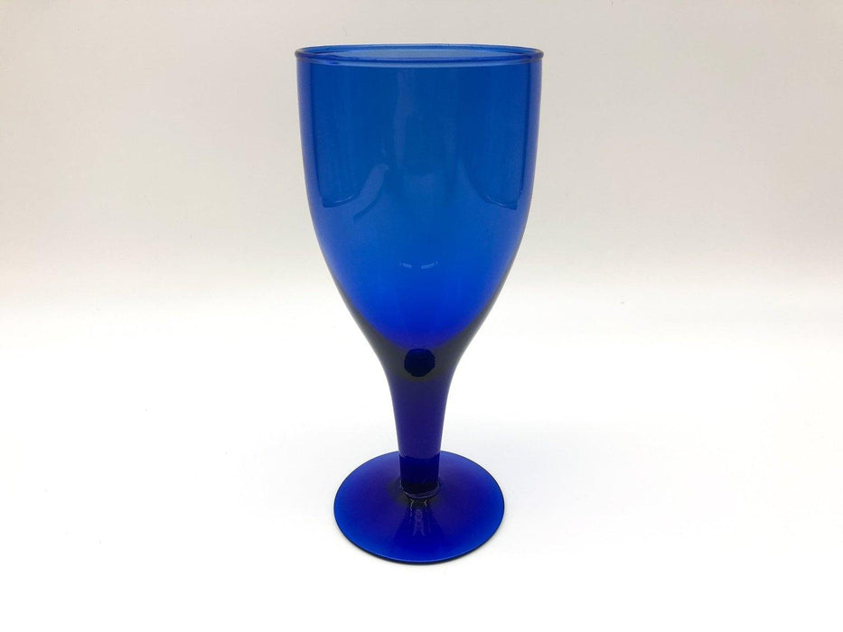 Vintage Cobalt Blue Wine Glass Crystal Goblet Footed 8.5" Hand Blown Mexico 2