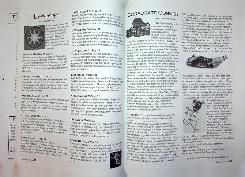 Threshold Magazine Winter 1999 Student Environmental Action Coalition SEAC Green