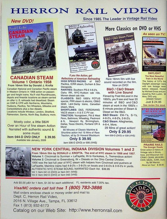 Classic Trains Railroading Magazine Spring 2006 Vol 7 No 1 Steam 1940's & '50's