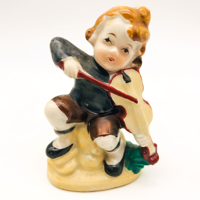 Occupied Japan Figurine Kewpie Musician Music Boy Playing Fiddle Violin 4" Cpy1