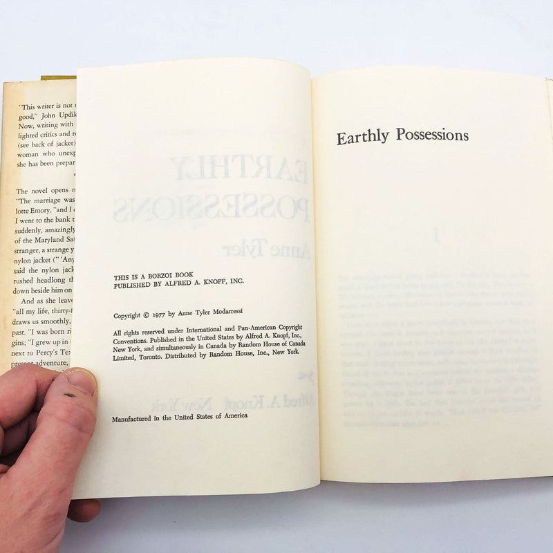 Anne Tyler Book Earthly Possessions Hardcover 1977 BCE Bank Robbery Housewife 8