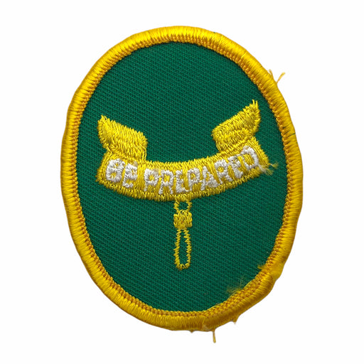 Boy Scouts of America BSA Be Prepared Patch Insignia Emblem Green Gold Oval Glue 1