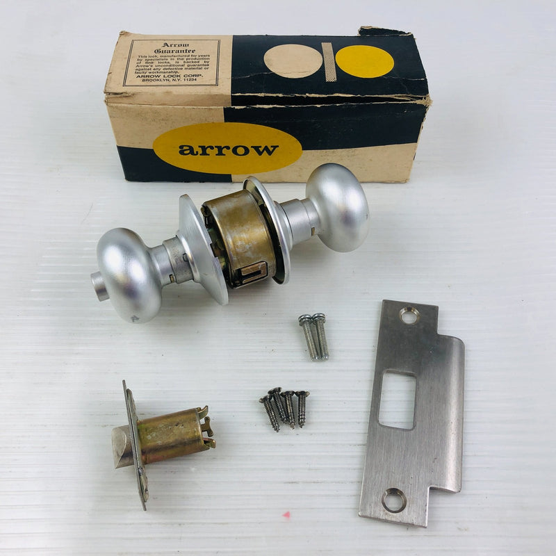 Arrow 157 Bedroom Door Knob Privacy Lockset Tudor Aluminum 2-3/8 ASA Missing 3