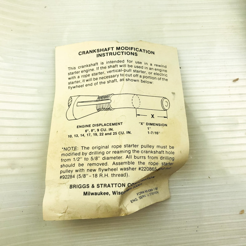 Briggs and Stratton 494564 Crankshaft for Lawn Mower Engine Genuine OEM New NOS 5