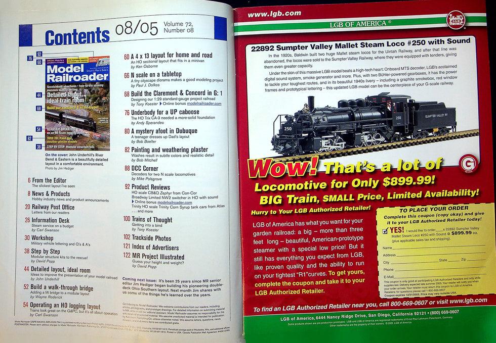 Model Railroader Magazine August 2005 Vol 72 No 8 Build Our Sectional G Scale