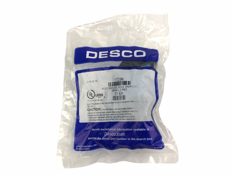 Desco 17239 Heel Foot Sole Grounders 2 Meg Resistor Snap-Loc XSMALL QTY 1 6