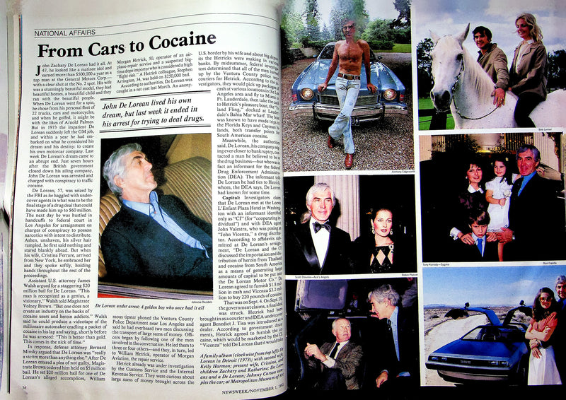 Newsweek Magazine November 1 1982 John De Lorean General Motors Drugs Cocaine