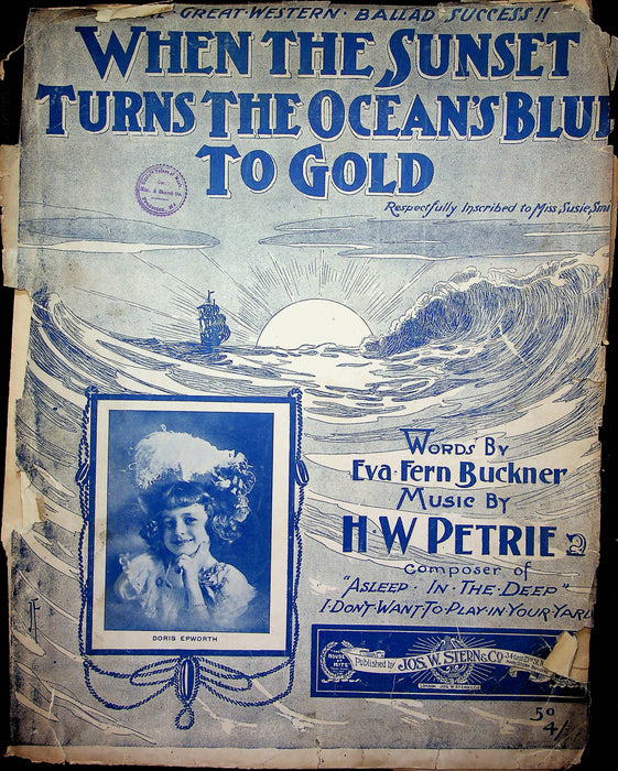 When The Sunset Turns Oceans Blues To Gold Sheet Music Petrie 1902 Vocal Piano 1