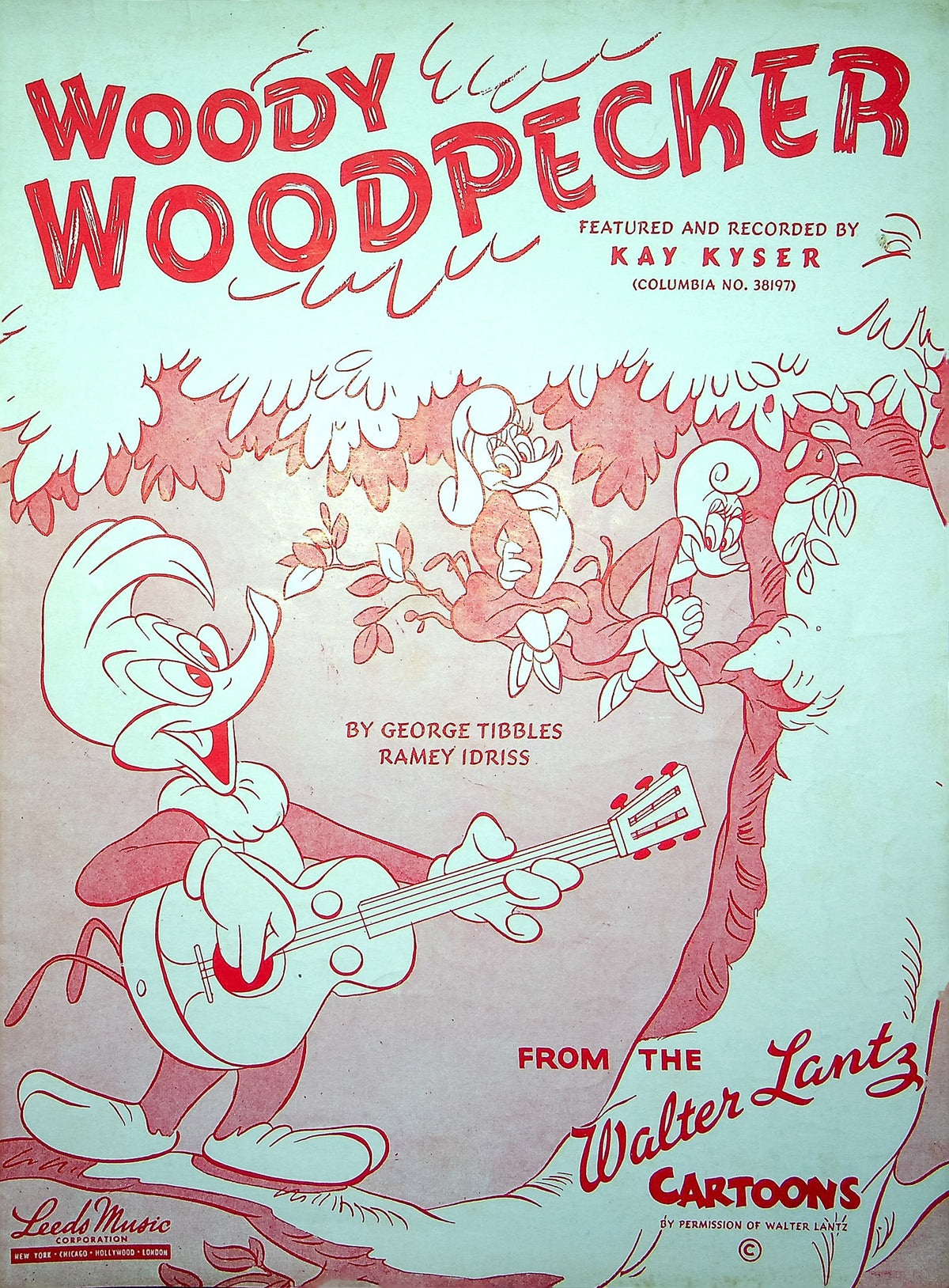 Vintage Sheet Music Woody Woodpecker Kay Kyser 1948 Walter Lantz Carto
