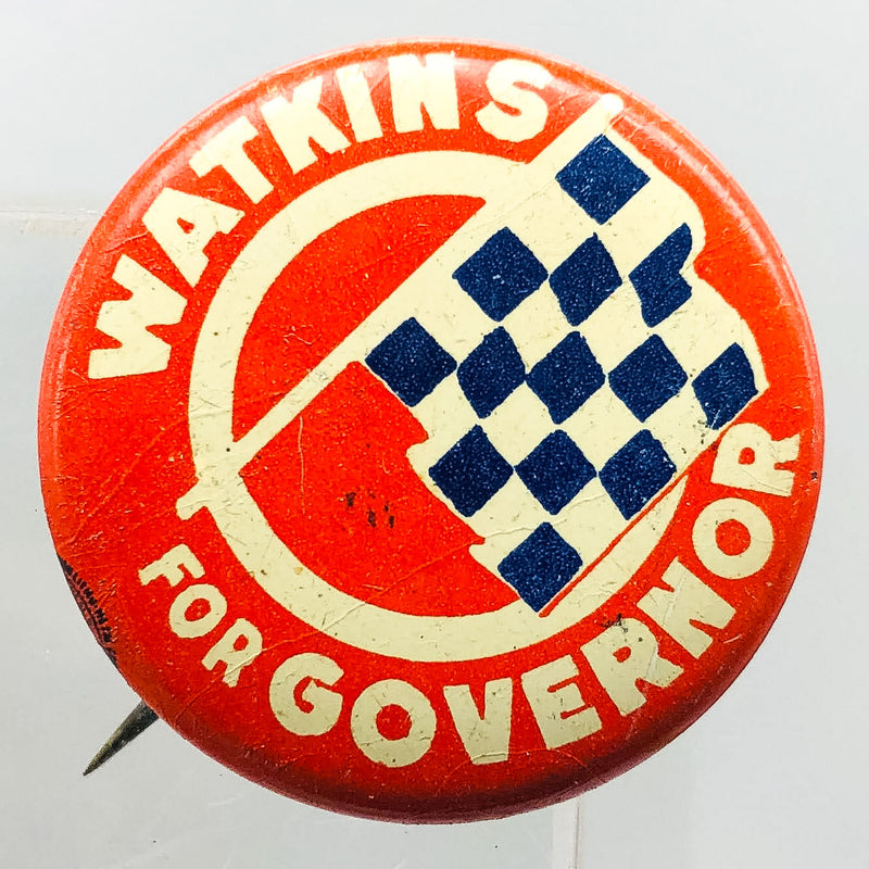 Watkins For Governor Button Pin 1" Indiana Politician John Vintage Lithographers