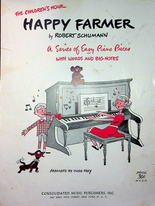 Vintage Childrens Sheet Music Happy Farmer Robert Schumann Easy Piano Songs 1947 1