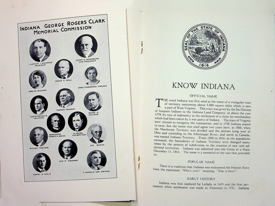 George Rogers Clark 1929 History Booklet Indiana 1779-1929 American Revolution