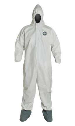 Dupont Chemical Resistant Hooded Suit Coveralls Reusable ProShield 60 SZ Med 1 1