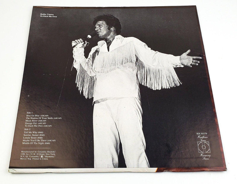 Bobby Vinton To Each His Own 33 RPM LP Record Harmony Records 1971 2