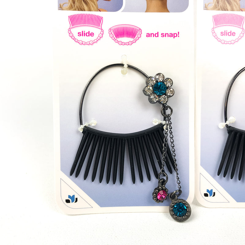 3-PK Scunci Bendini Clip Medium with Jewels Slide and Snap Pink Style 39023-A