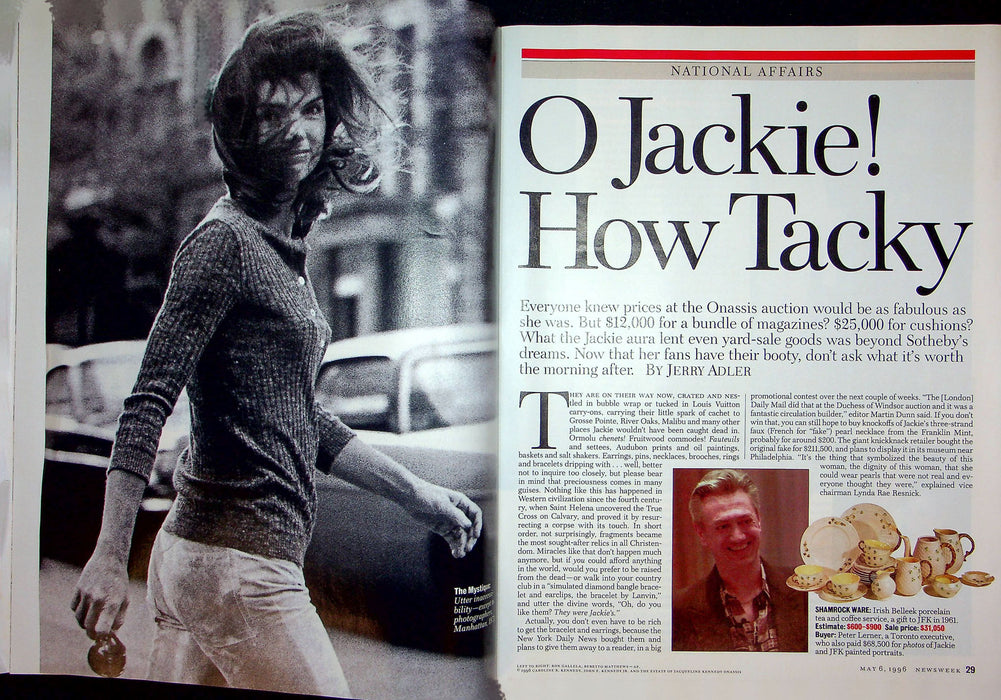 Newsweek Magazine May 6 1996 Jackie Onassis Kennedy Auction Results Sotheby's