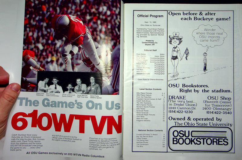 Ohio State Buckeye Football Program Sep 13 1980 Vs. Syracuse Orange Earle Bruce
