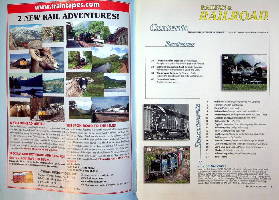 Railfan & Railroad Magazine December 2005 Vol 24 No 12 Cover One Contest Montana