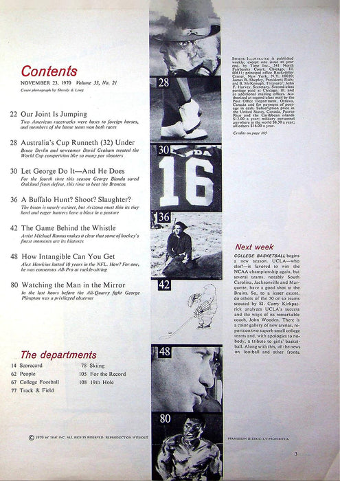 Sports Illustrated Magazine Nov 23 1970 George Bland Helps Raiders beat Denver