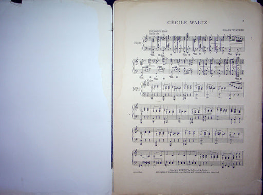 Sheet Music Cecile Waltz Frank W McKee 1914 G Ricordi and Company Pianoforte 2