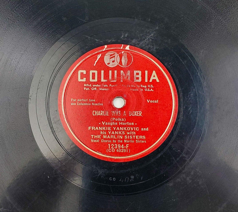 Frankie Yankovic Charlie Was A Boxer 78 RPM Single Record Columbia 1949 1