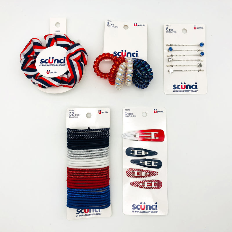 50-Piece Scunci Hair Ties Scrunchies Clips 4th of July Labor Day Summer Holiday