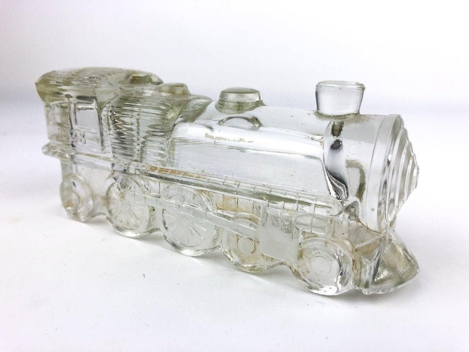 Vintage Glass Train Engine #1028 Locomotive Candy Container Clear No Bottom 2