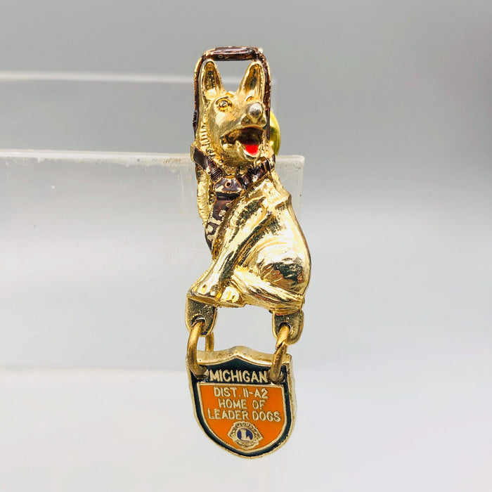 Vintage Lions Club Lapel Pin District 11-A2 Leader Dogs Michigan German Shepherd