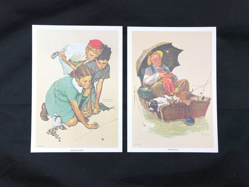 Norman Rockwell Lithograph Prints Knuckles Down Golden Day 5x7 Original Envelope