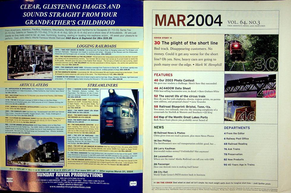 Trains Railroading Magazine March 2004 Vol 64 No 3 Heavy Cars Crush Short Lines?