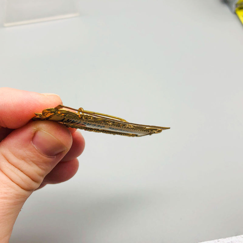 Ribbon Holder Pin Badge Vintage ID Name Tag Button Financial Secretary Brooch