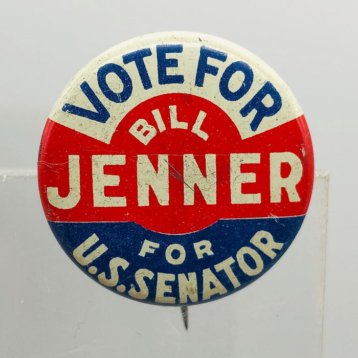 Politician William Jenner Button Pinback 1" Indiana Republican US Senator Union