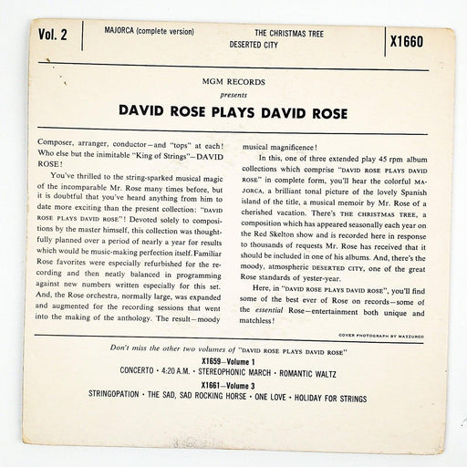 David Rose Plays David Rose Vol 2 Record 45 RPM EP X1660 MGM 2