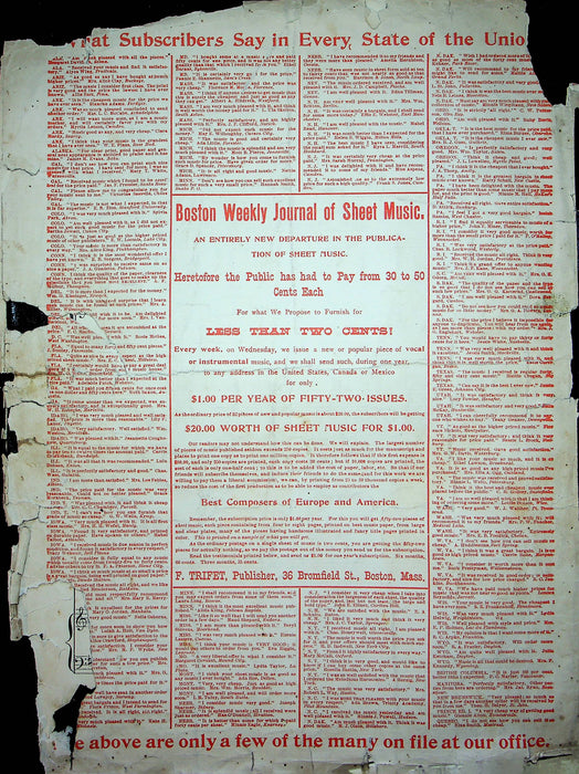 Juanita TG May Vintage Sheet Music 1895 Boston Weekly Journal Piano Vocal Song 3