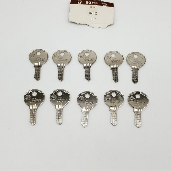 10x Ilco Dominion DM12 Key Blanks Nickel Plated Cabinet Utility NOS