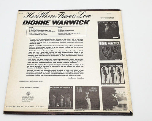 Dionne Warwick Here, Where There Is Love 33 RPM LP Record Scepter Records 1966 2