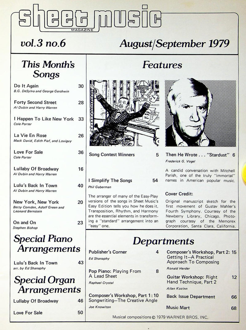 Sheet Music Magazine Easy Edition 1979 Vol 3 No. 6 42nd Street, La Vie En Rose